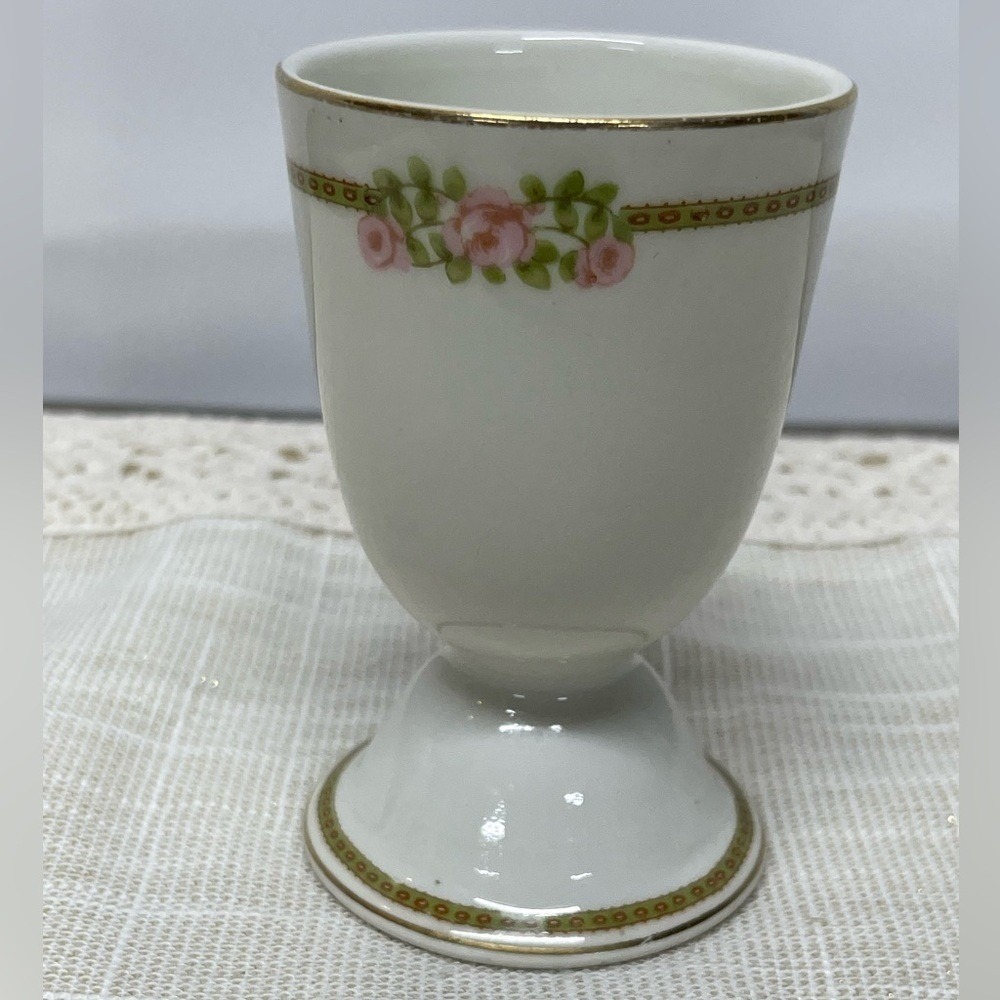 Antique Theodore Haviland Limoges Egg Cup Pink Rose‎ Gold Gilt France